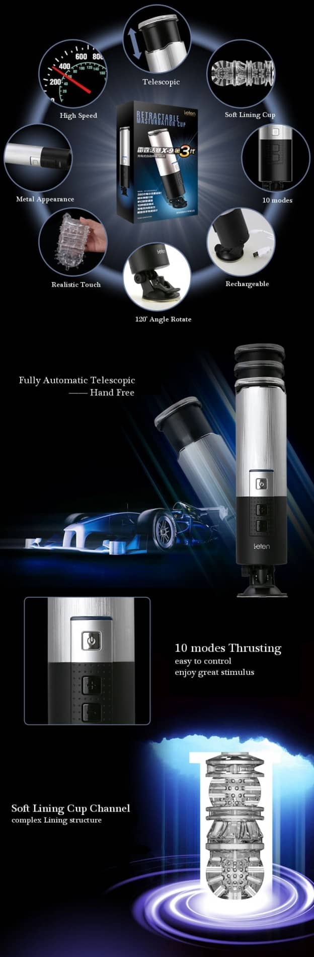 Máy thủ dâm tự động gắn tường X9 Telecopic (AD33A) - hình minh họa 3