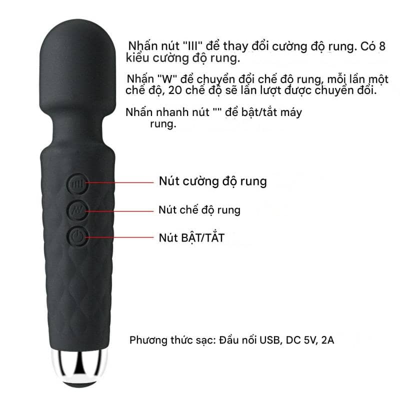 Chày Rung Mini Sạc Pin - Bút Massage Cầm Tay Nhỏ Gọn Mạnh Mẽ - hình minh họa 12