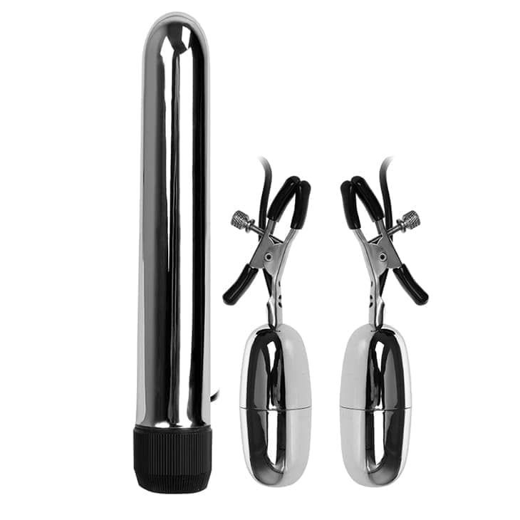 Bộ mát xa cao cấp- Dương vật giả kèm 2 trứng rung có kẹp ngực - hình minh họa 2