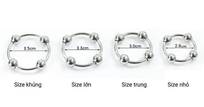Vòng đeo dương vật inox 4 bi - hình minh họa 3