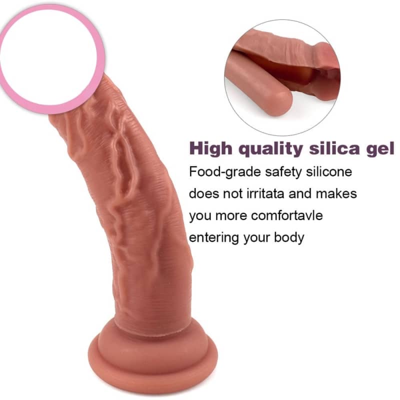 Dương Vật Giả Silicon Hít Đất Size Nhỏ Dáng Cong - hình minh họa 2