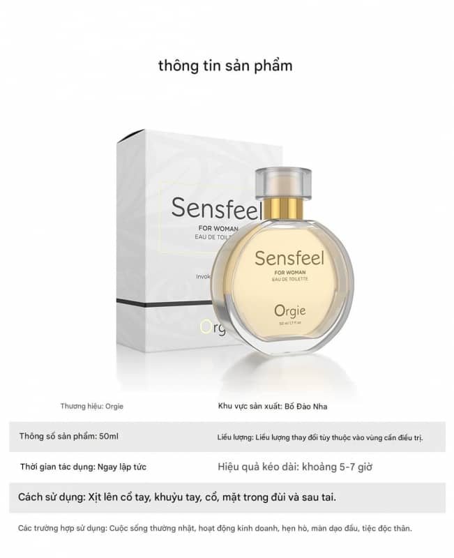 Nước Hoa Kích Thích Nữ Orgie Sensfeel 50ml Hương Thơm Quyến Rũ Tinh Tế - hình minh họa 4